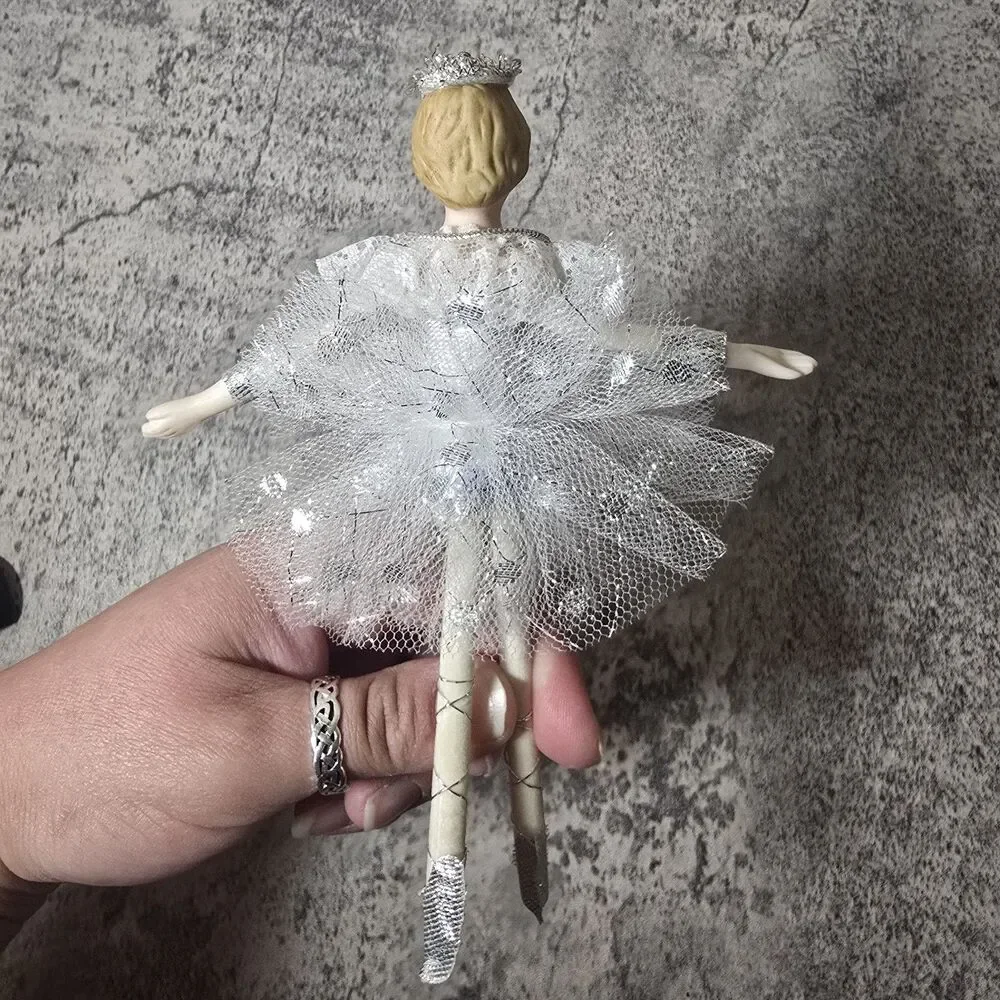 Vtg Roman Porcelain Head Angel Ballerina  Christmas Ornament 6.5” Religious